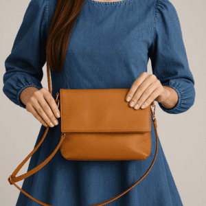Torebka Mini Skórzana – Listonoszka Camel