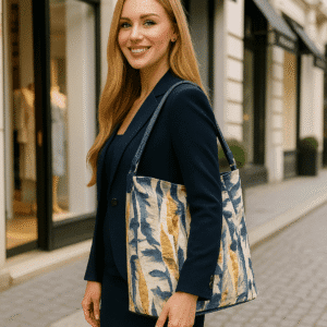 Skórzana Torebka z Lnianym Akcentem – Elegancki Minimalizm